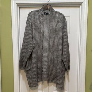 🌿 Fenini Textured Open Front Cardigan Jacket – 1X – Made in USA